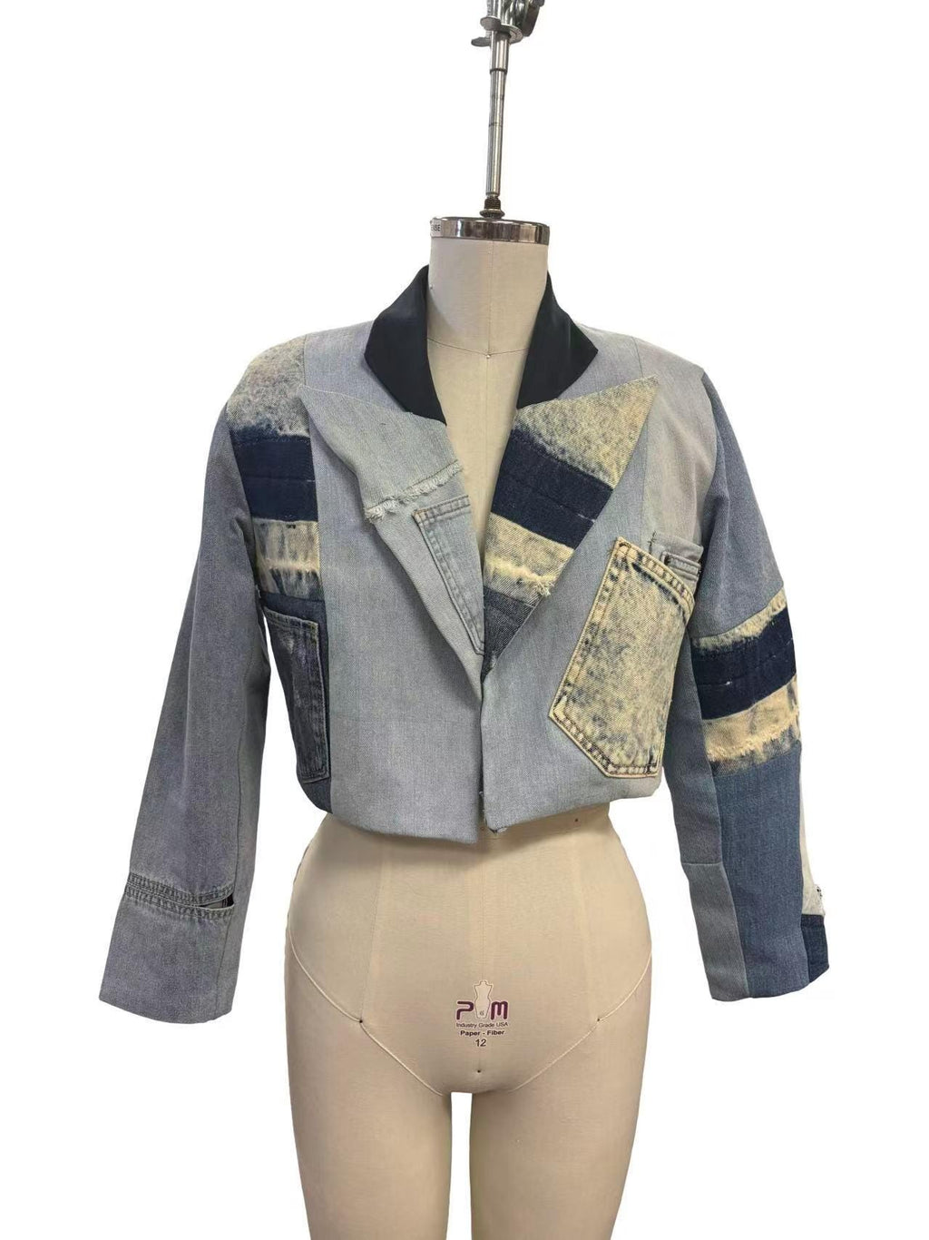 Reconstructed Denim Jacket, Upcycled Jeans, Japanese Cotton Lined, Patchwork Art