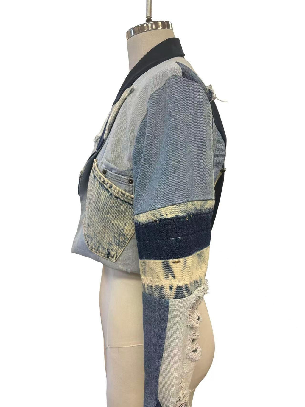 Reconstructed Denim Jacket, Upcycled Jeans, Japanese Cotton Lined, Patchwork Art