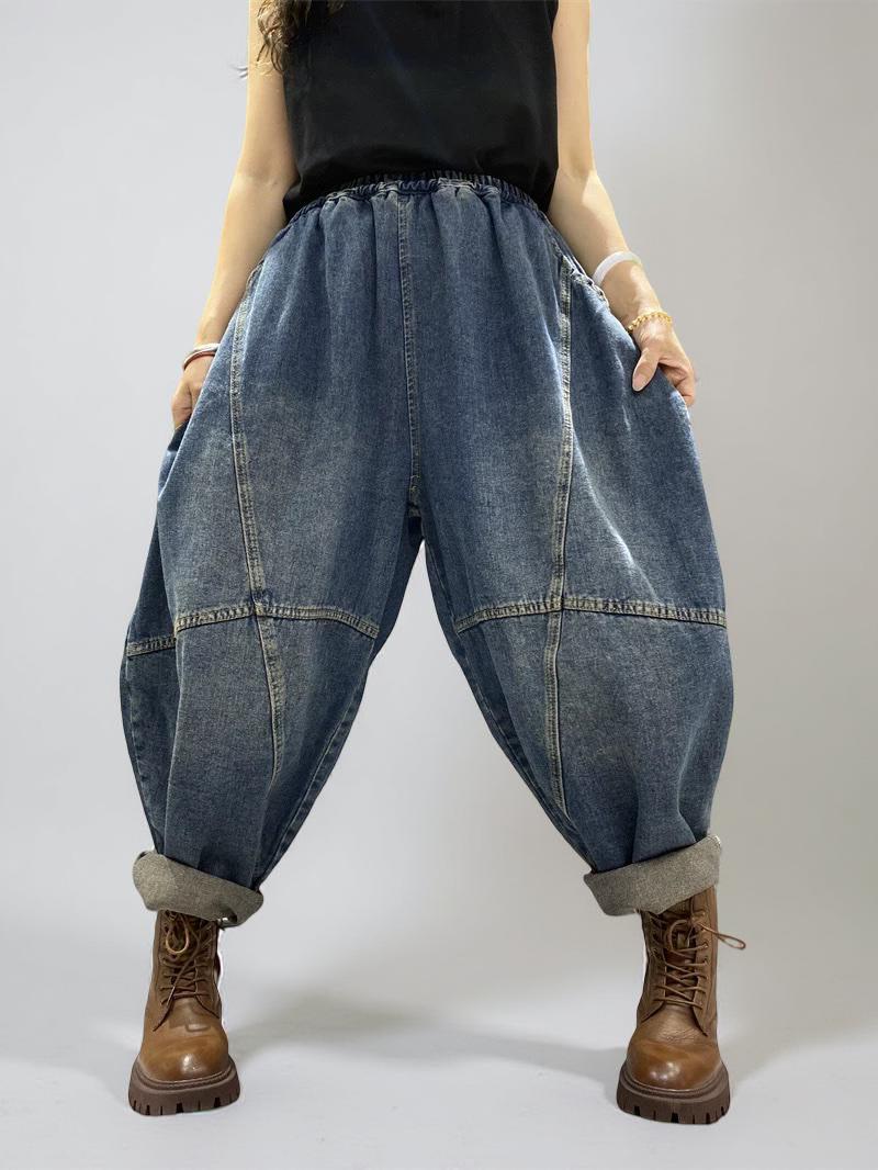 Boho Patchwork Denim Harem Pants – Unisex Vintage Streetwear