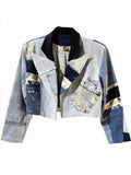 Reconstructed Denim Jacket, Upcycled Jeans, Japanese Cotton Lined, Patchwork Art