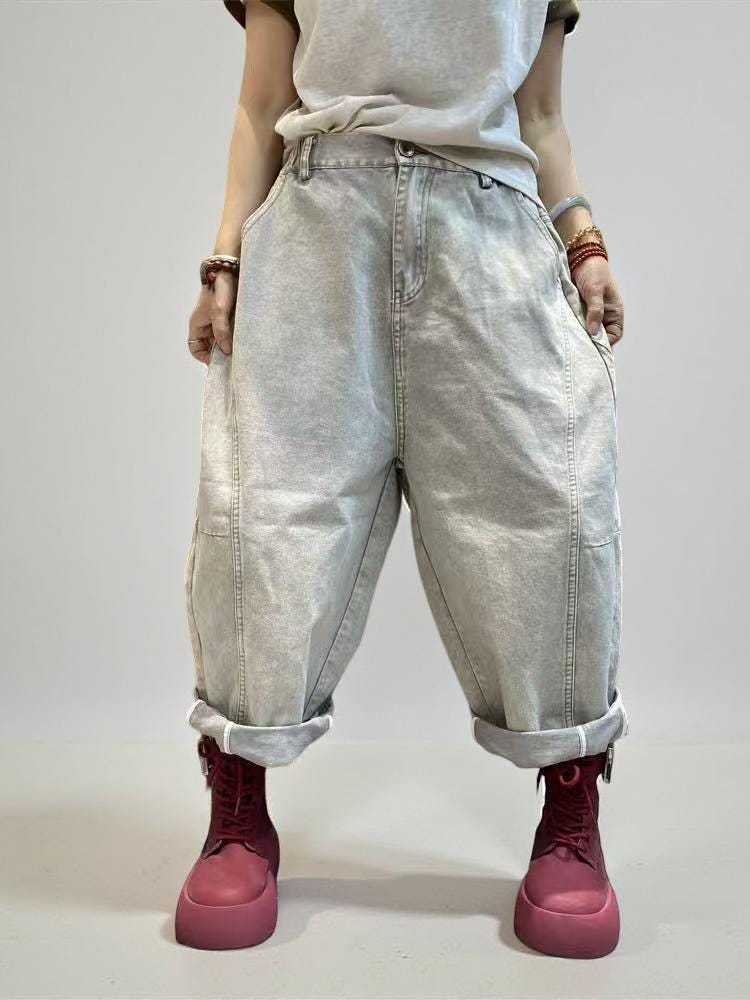 Baggy Harem Jeans: Women's Drop Crotch Denim Trousers - Streetwear Style