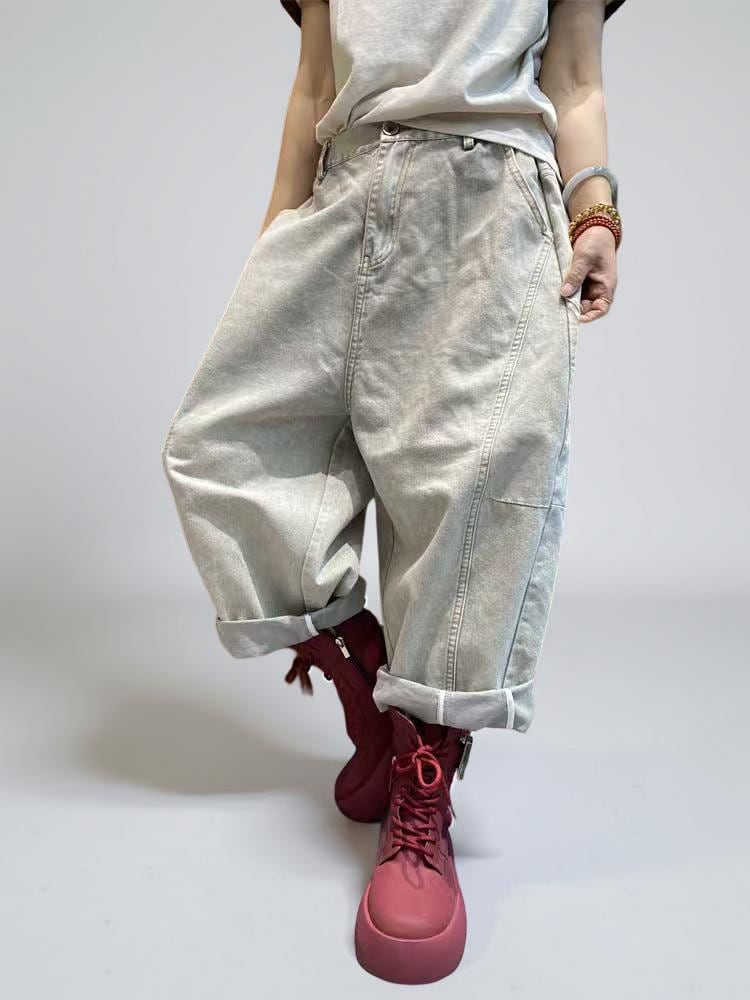Baggy Harem Jeans: Women's Drop Crotch Denim Trousers - Streetwear Style