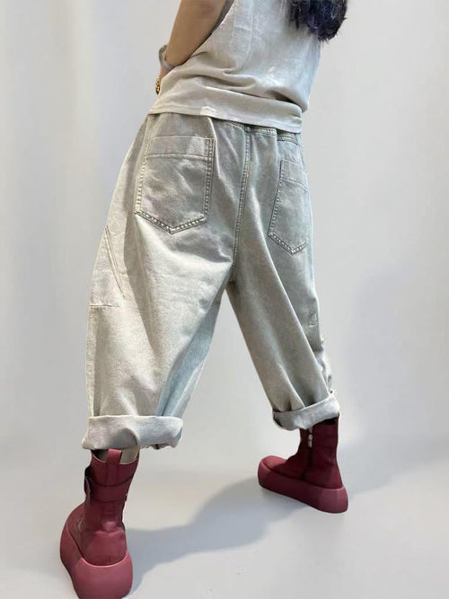 Baggy Harem Jeans: Women's Drop Crotch Denim Trousers - Streetwear Style