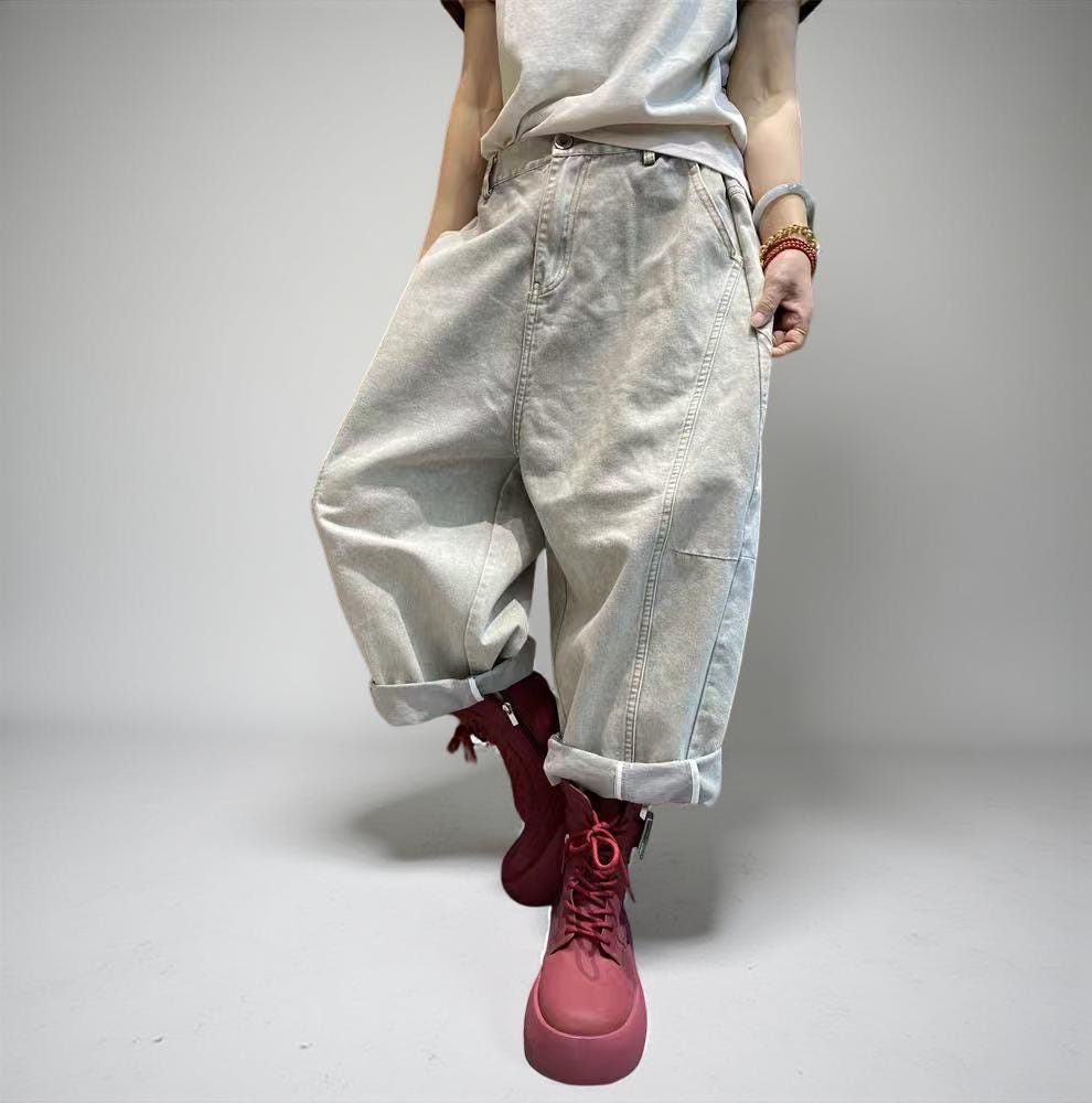 Baggy Harem Jeans: Women's Drop Crotch Denim Trousers - Streetwear Style