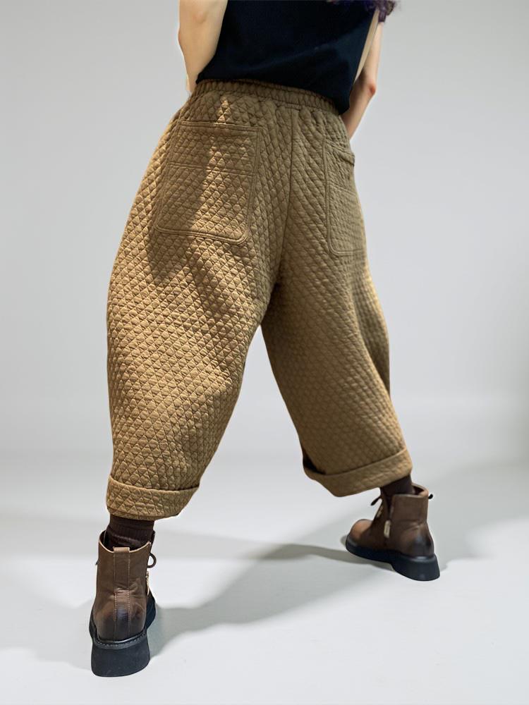 Quilted  Harem Pants | Unisex Balloon Trousers, Elastic Waist