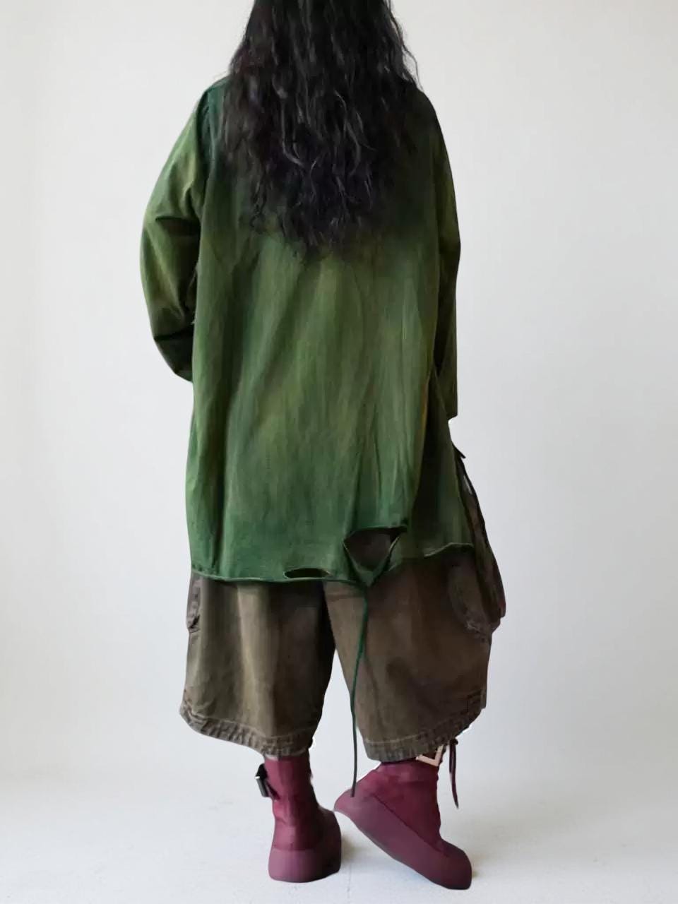 Hand Dyed Cotton Tunic Top | Asymmetrical Art Shirt, Oversized Fit