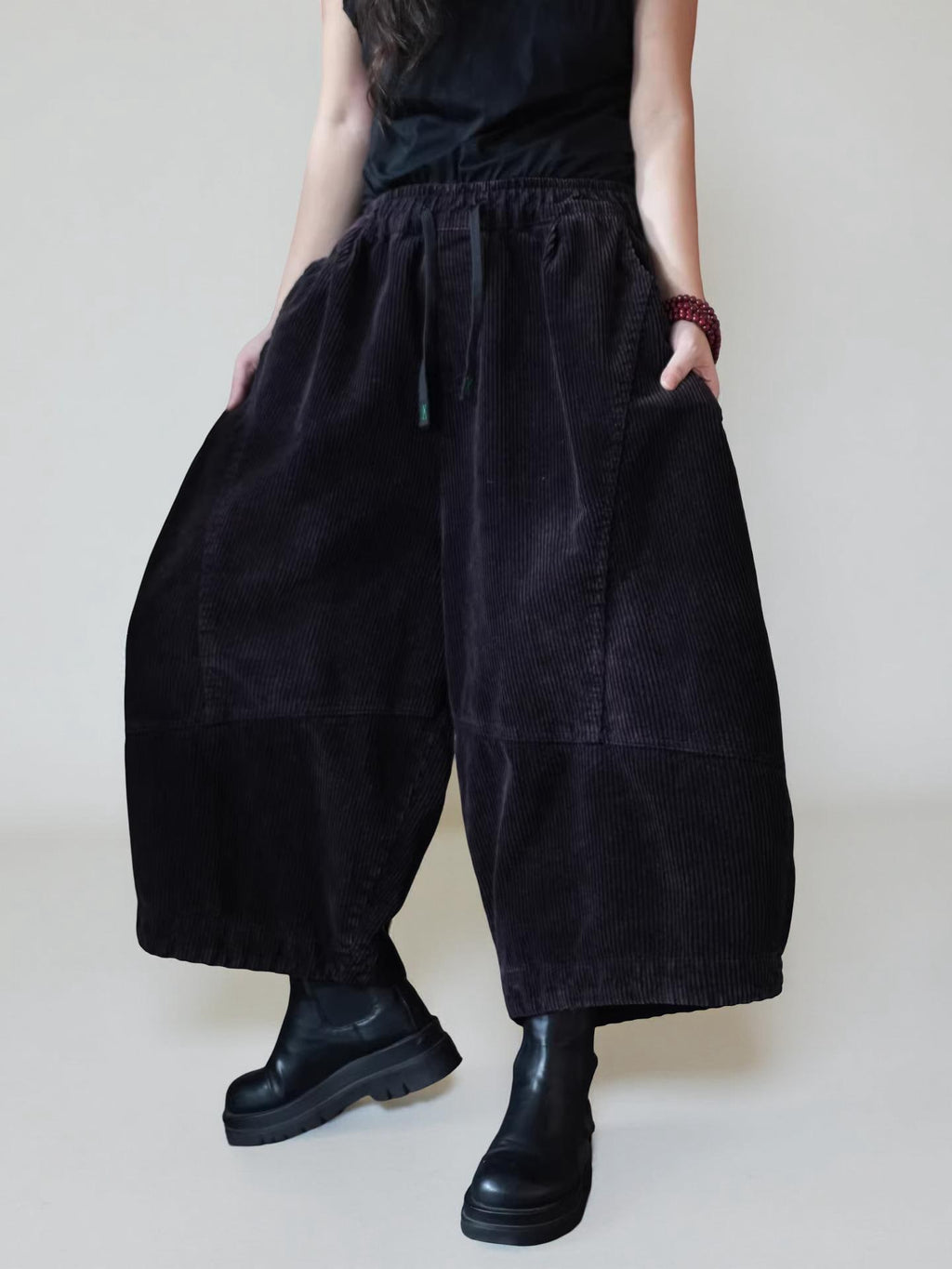 Oversized Corduroy Harem Pants: Quilted Cotton, Relaxed Fit