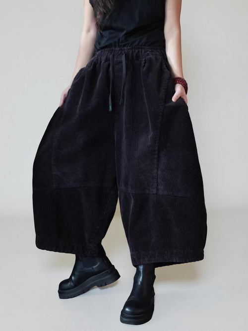 Oversized Corduroy Harem Pants: Quilted Cotton, Relaxed Fit