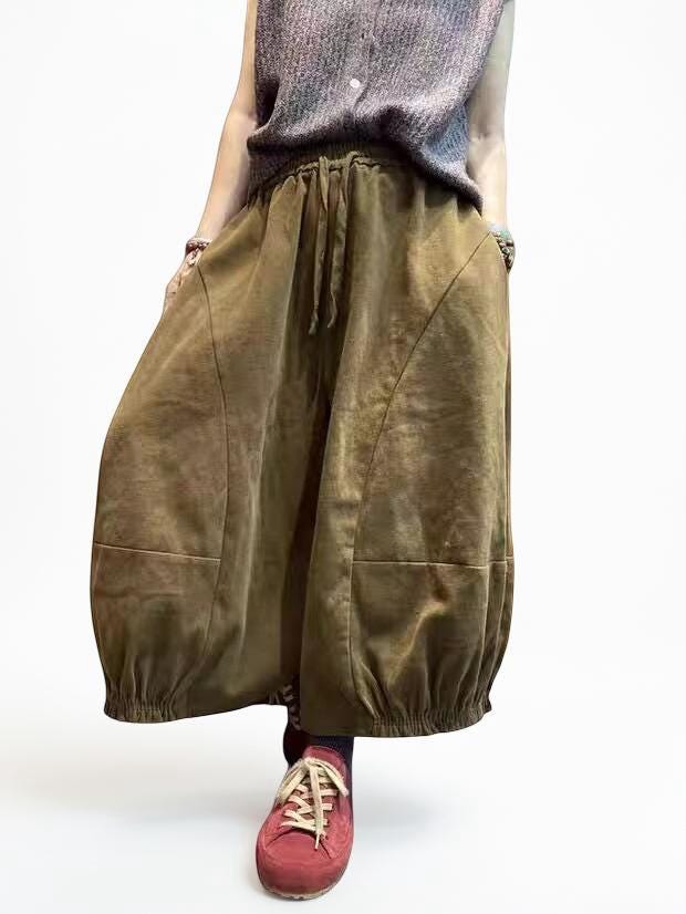 Vintage Wash Cotton Balloon Pants | Relaxed Harem Trousers