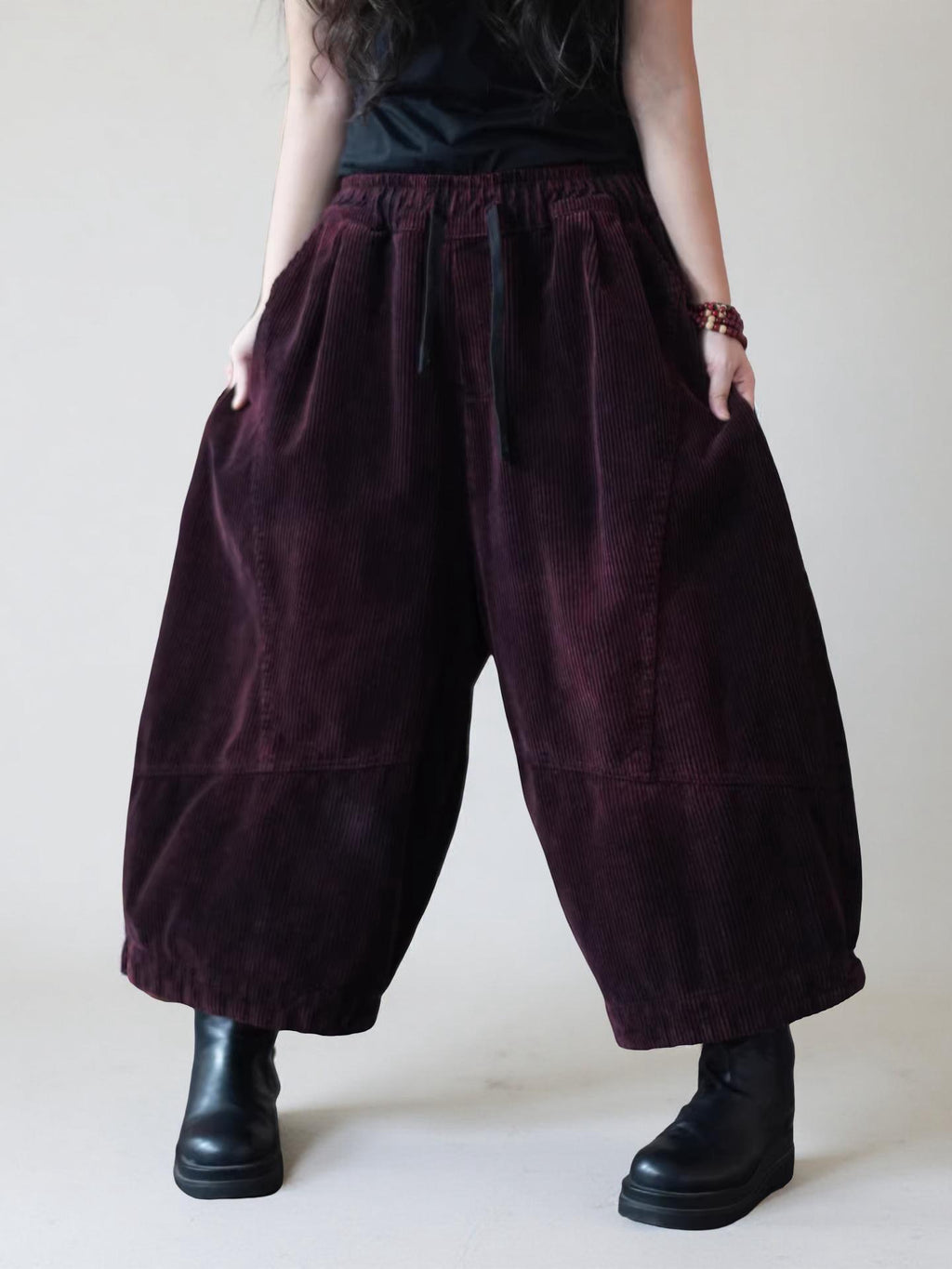 Oversized Corduroy Harem Pants: Quilted Cotton, Relaxed Fit