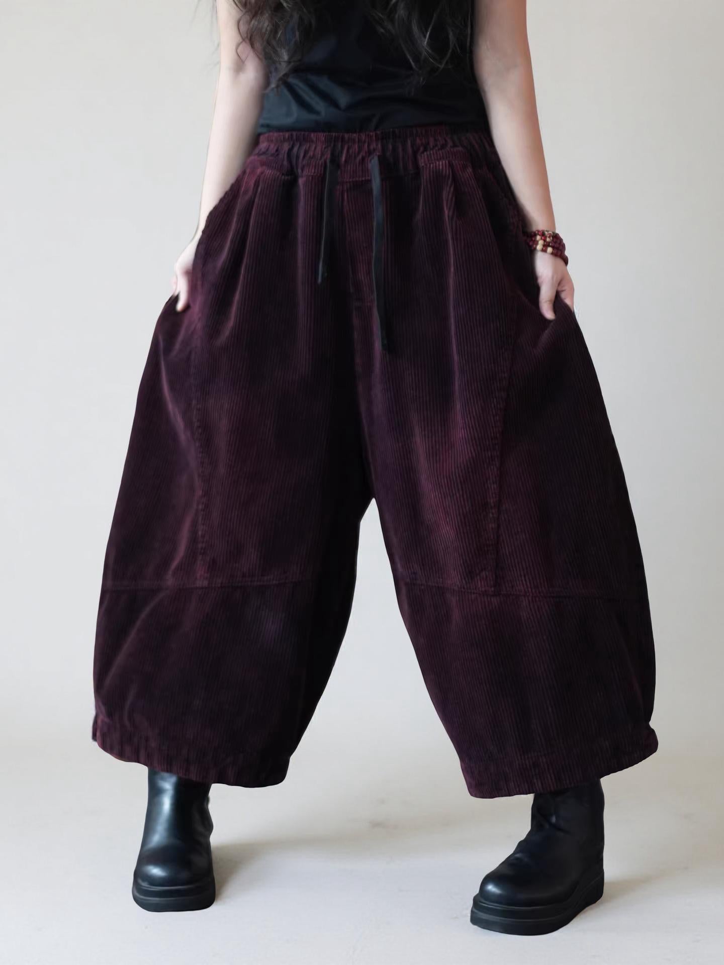 Oversized Corduroy Harem Pants: Quilted Cotton, Relaxed Fit