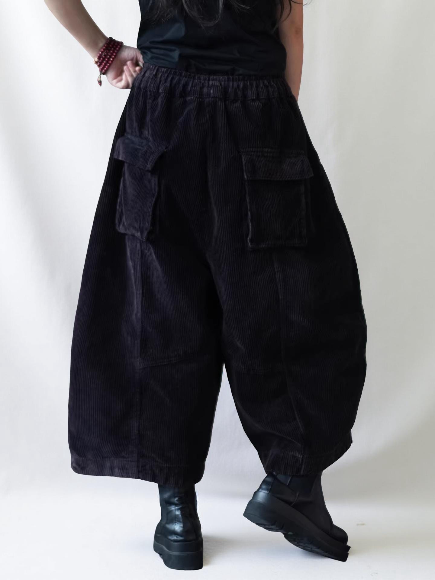 Oversized Corduroy Harem Pants: Quilted Cotton, Relaxed Fit