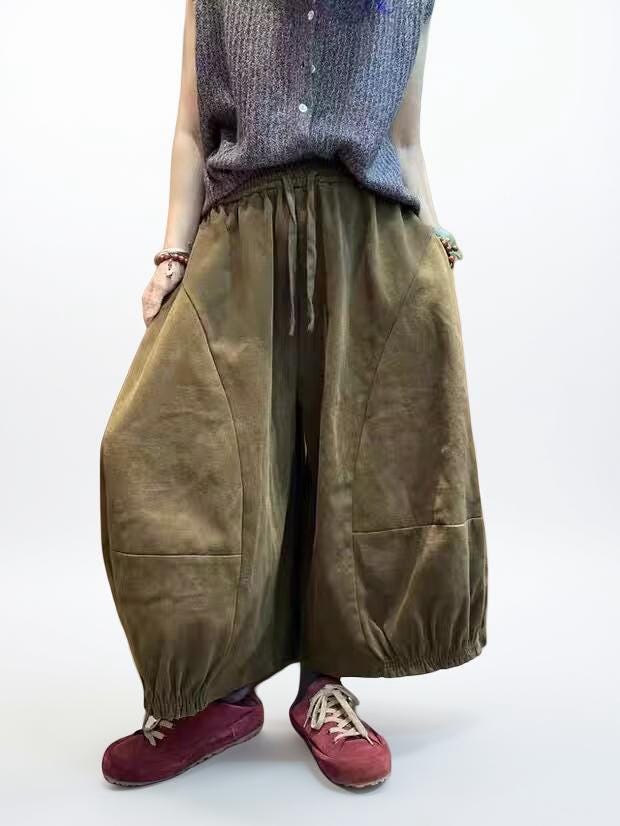 Vintage Wash Cotton Balloon Pants | Relaxed Harem Trousers