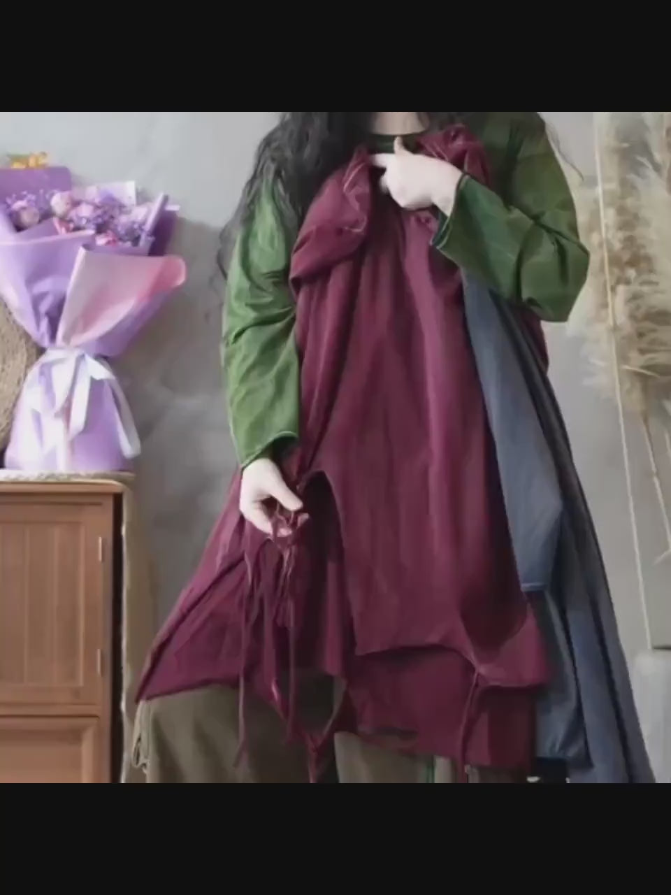 Hand Dyed Cotton Tunic Top | Asymmetrical Art Shirt, Oversized Fit